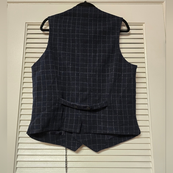 Zara - Men's Navy/Black/White Vest With Pocket Chain - Picture 3 of 6